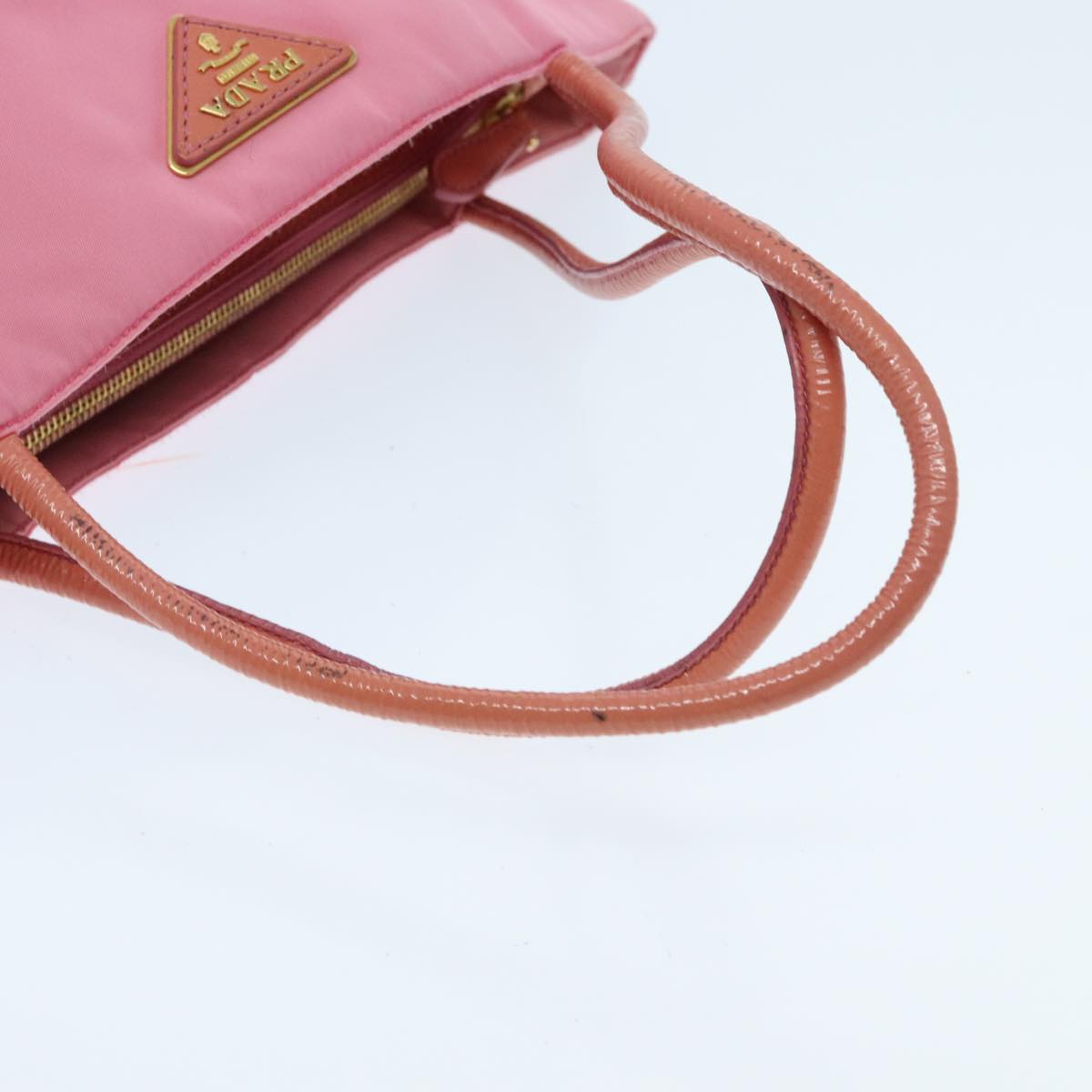 PRADA Tote Bag Nylon Pink Gold Auth 95997