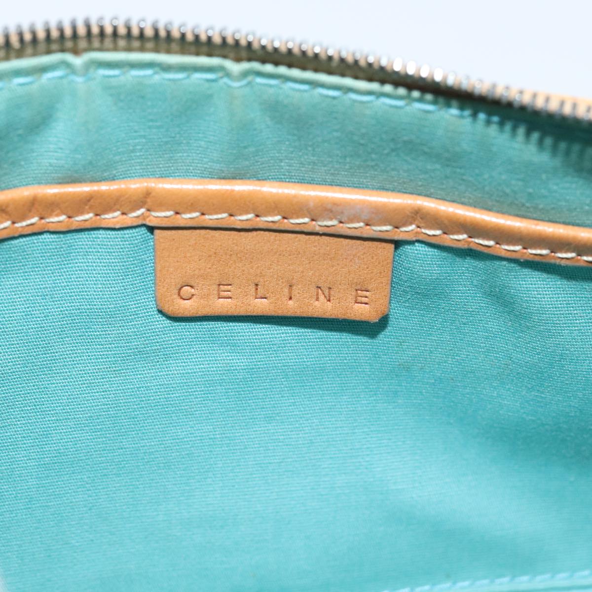 CELINE Macadam Canvas Shoulder Pouch Blue Silver Auth 95999