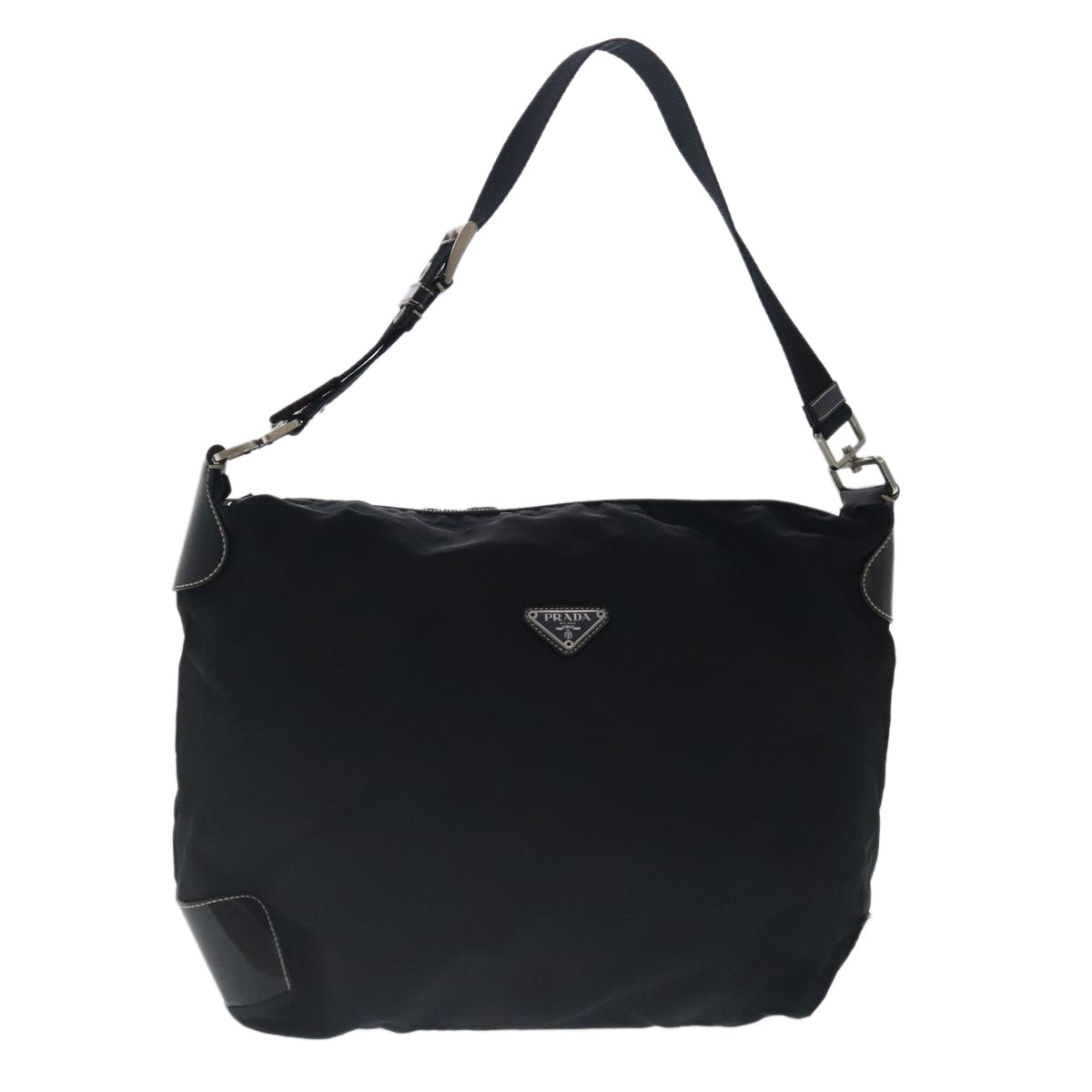 PRADA Shoulder Bag Nylon Black Silver Auth 96001