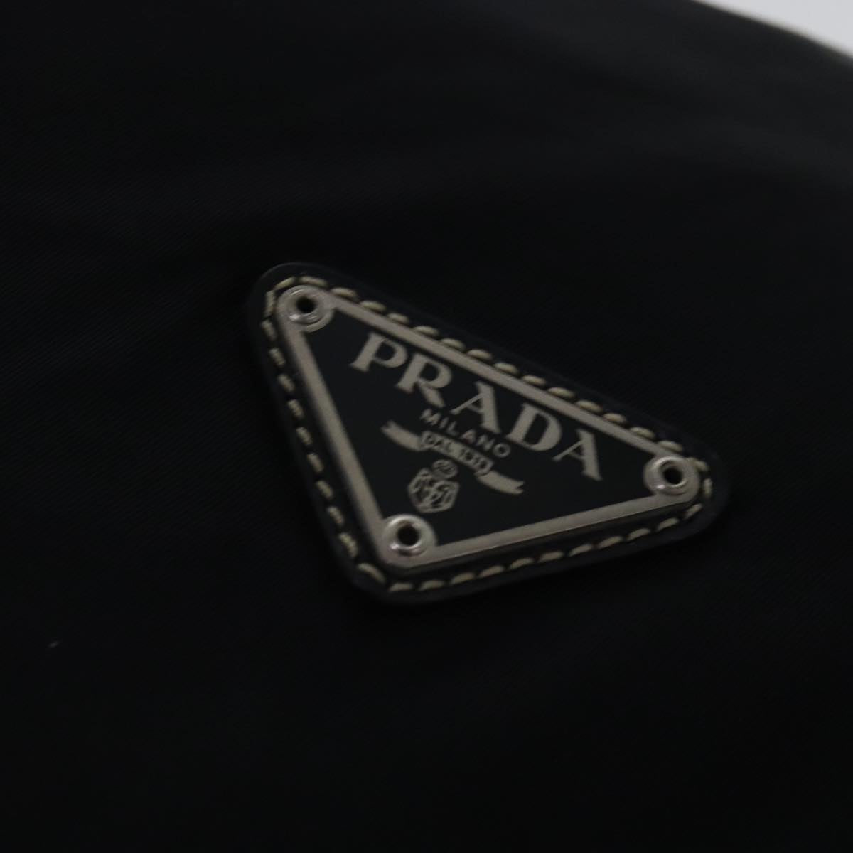 PRADA Shoulder Bag Nylon Black Silver Auth 96001