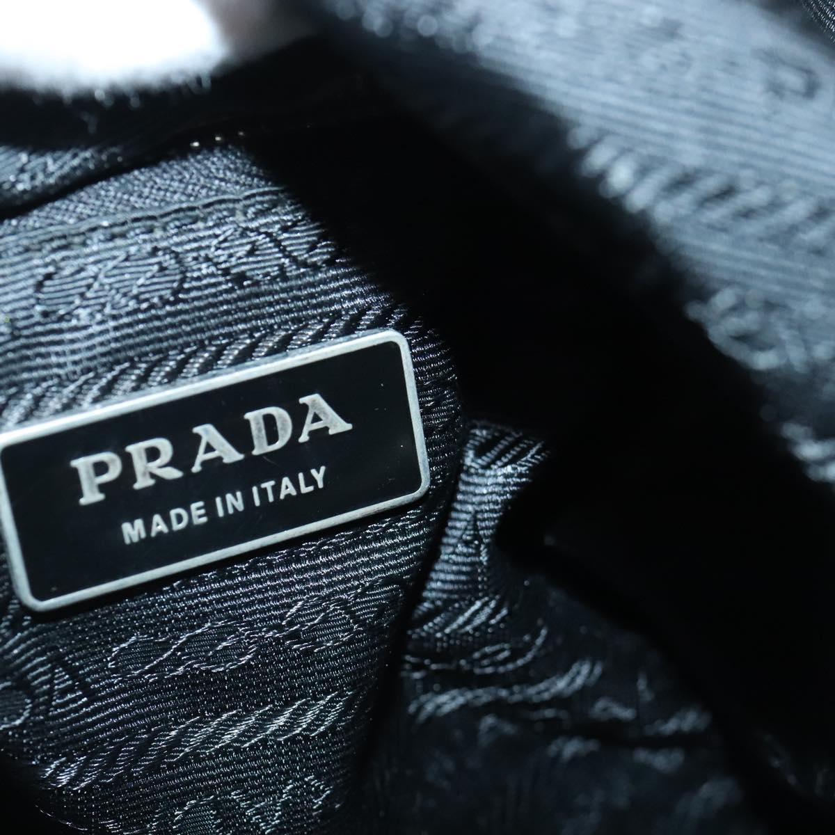 PRADA Shoulder Bag Nylon Black Silver Auth 96001