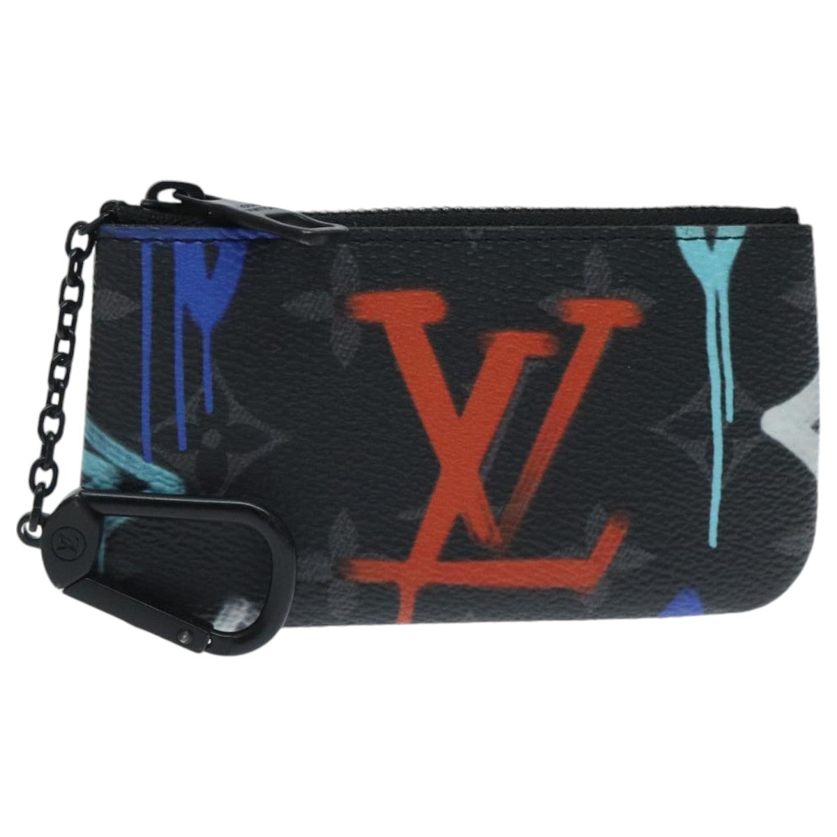 LOUIS VUITTON Monogram Eclipse Multicolor Pochette Cles Purse M81795 Auth 96003