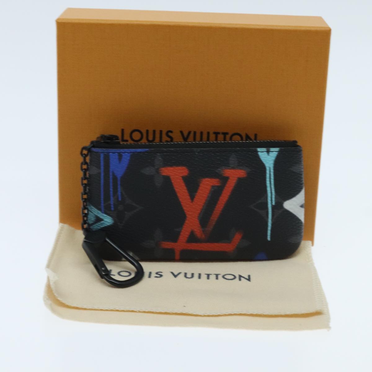 LOUIS VUITTON Monogram Eclipse Multicolor Pochette Cles Purse M81795 Auth 96003