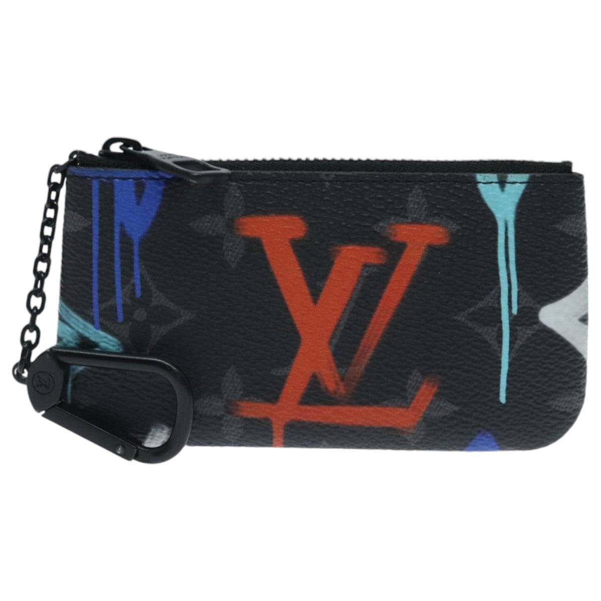 LOUIS VUITTON Monogram Eclipse Multicolor Pochette Cles Purse M81795 Auth 96003