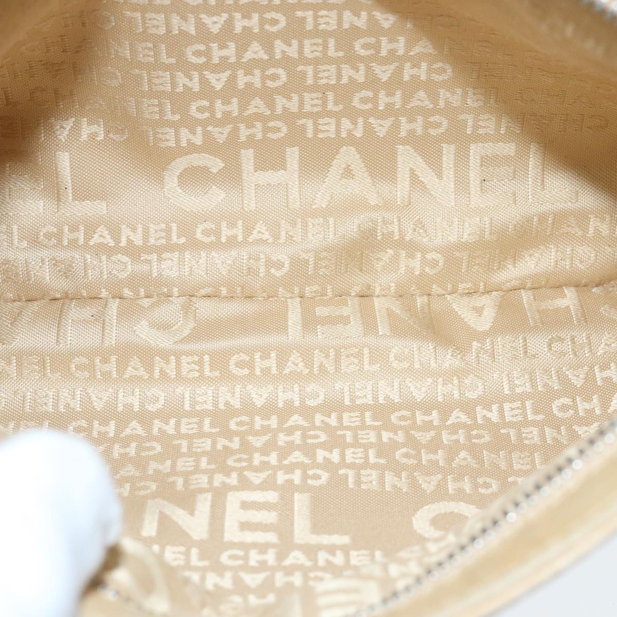 CHANEL Chain Shoulder Pouch Leather Beige Silver CC Auth 96004