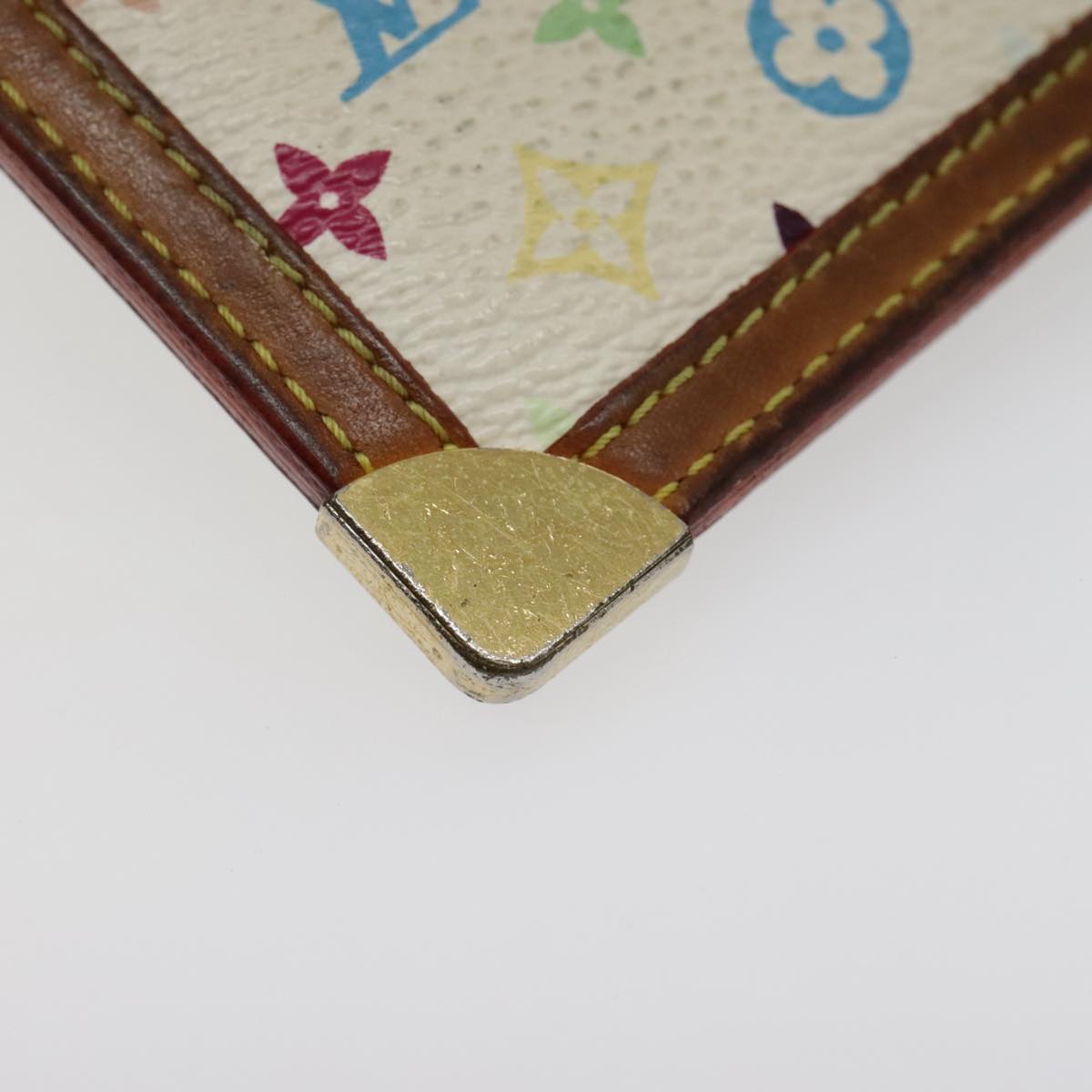 LOUIS VUITTON Multicolor Pochette Cles Coin Purse White M92655 LV Auth 96016