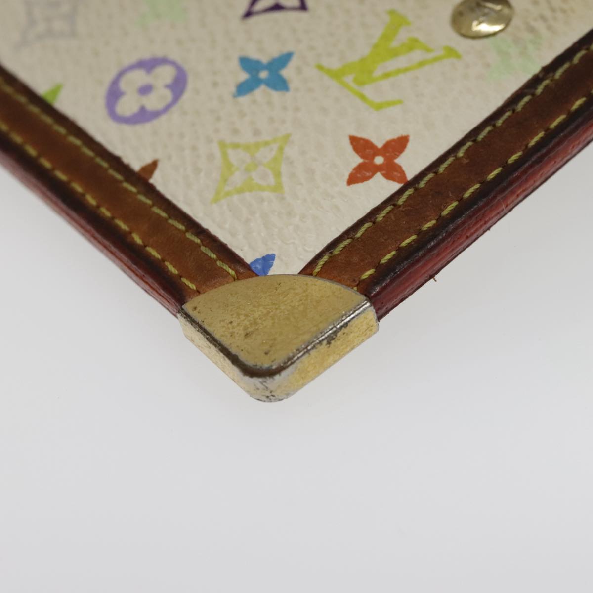 LOUIS VUITTON Multicolor Pochette Cles Coin Purse White M92655 LV Auth 96016