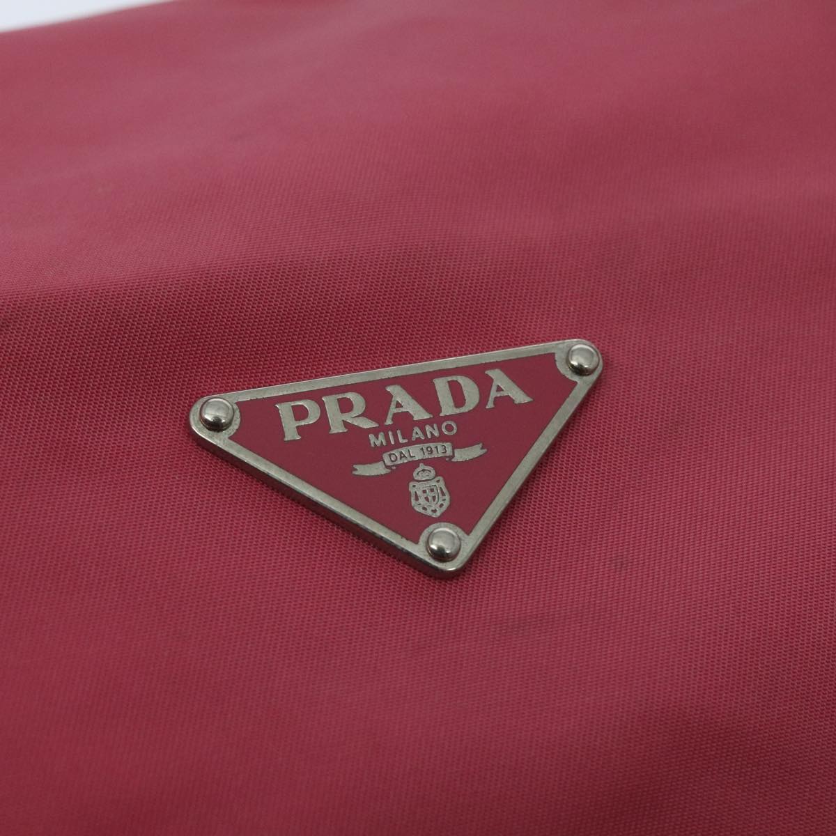 PRADA Boston Bag Nylon Pink Silver Auth 96025