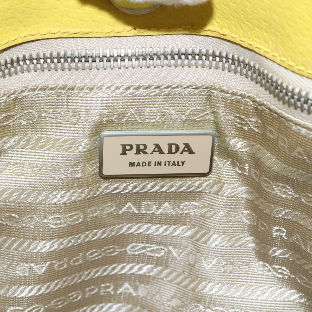 PRADA Tote Bag Canvas White Silver Auth 96032