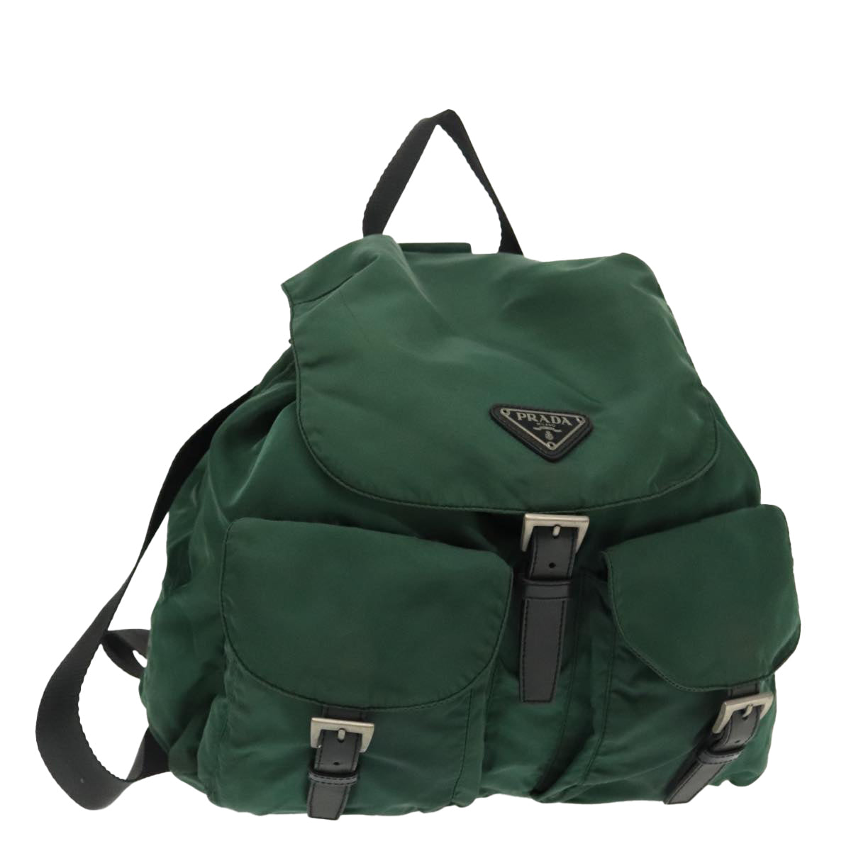 PRADA Backpack Nylon Green Silver Auth 96042