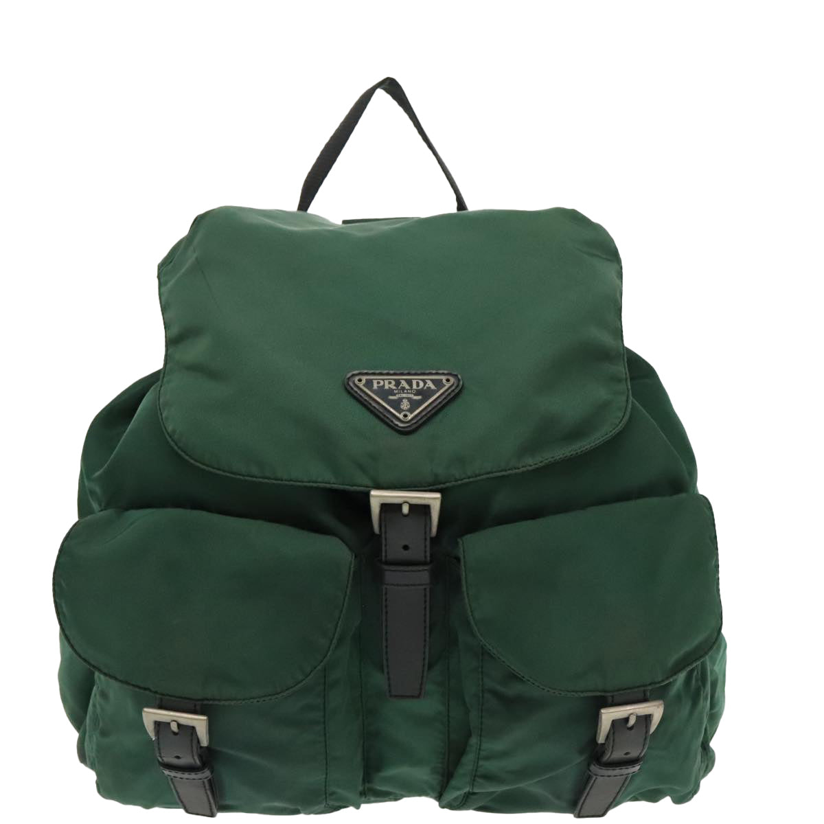 PRADA Backpack Nylon Green Silver Auth 96042 - 0