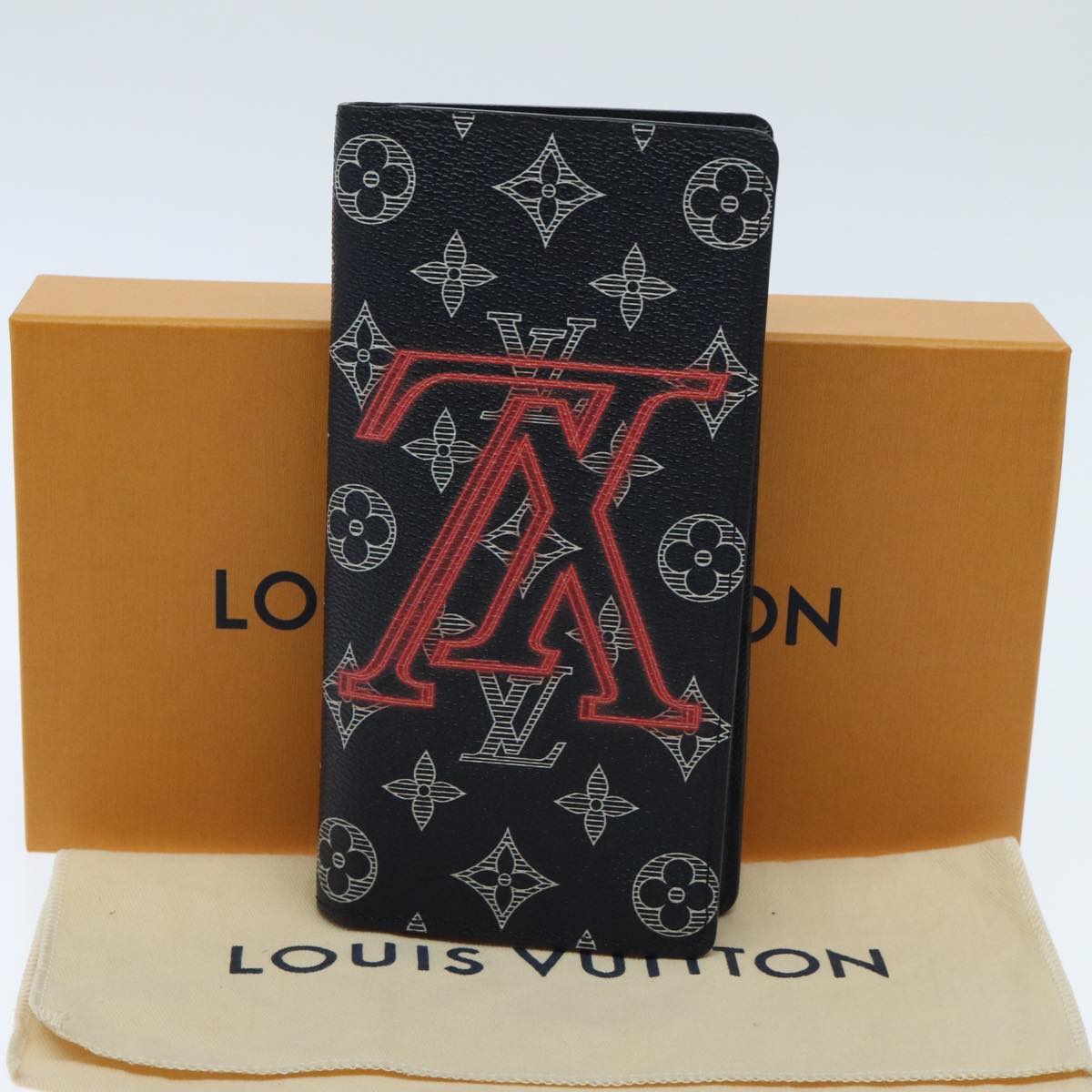 LOUIS VUITTON Monogram Ink Brazza Portefeuille Wallet Navy M62893 Auth 96045A