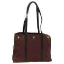 PRADA Tote Bag Nylon Bordeaux Silver Auth 96068-1
