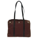PRADA Tote Bag Nylon Bordeaux Silver Auth 96068-13