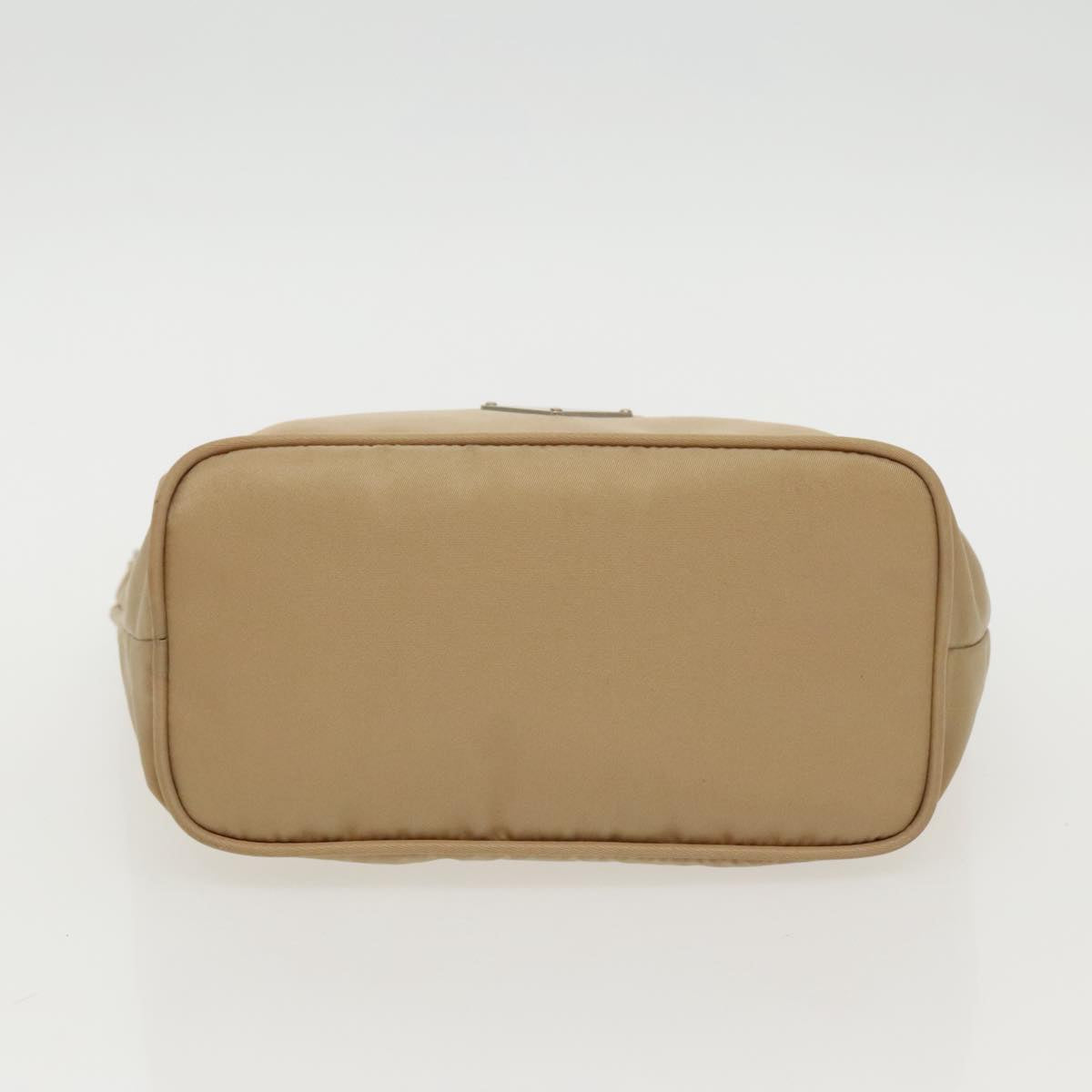 PRADA Accessory Pouch Nylon Beige Silver Auth 96069