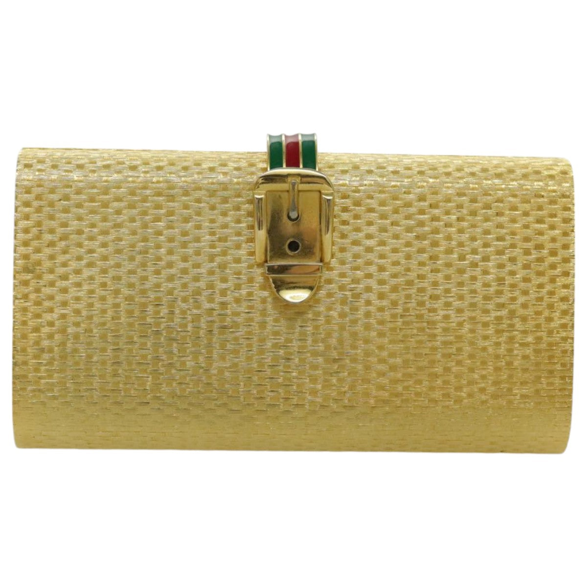 GUCCI Web Sherry Line Clutch Bag metal Red Gold Green Auth 96072 - 0