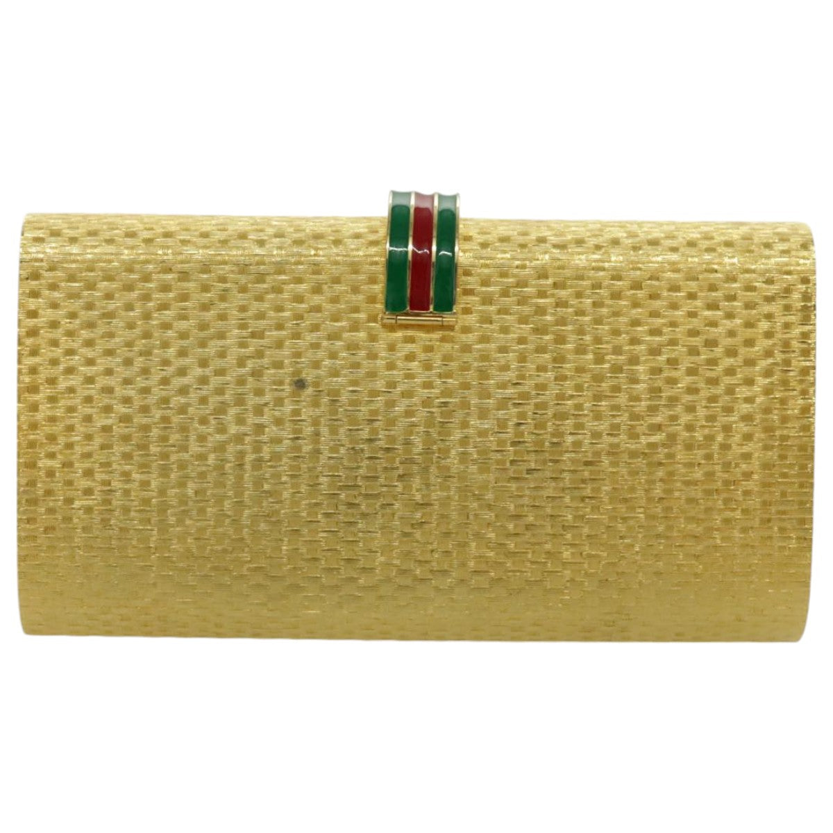 GUCCI Web Sherry Line Clutch Bag metal Red Gold Green Auth 96072