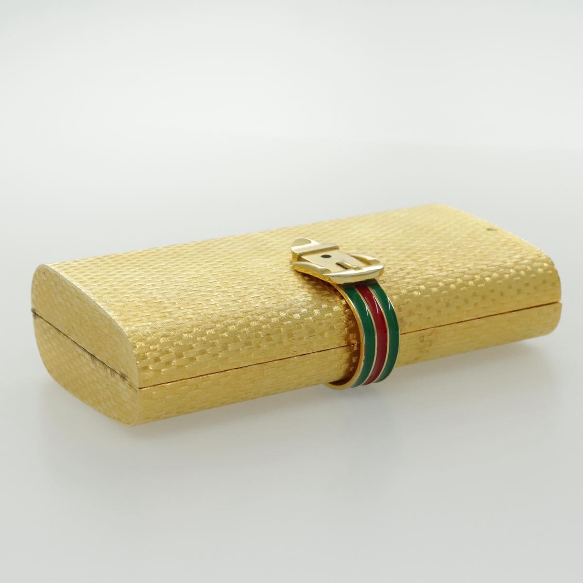 GUCCI Web Sherry Line Clutch Bag metal Red Gold Green Auth 96072