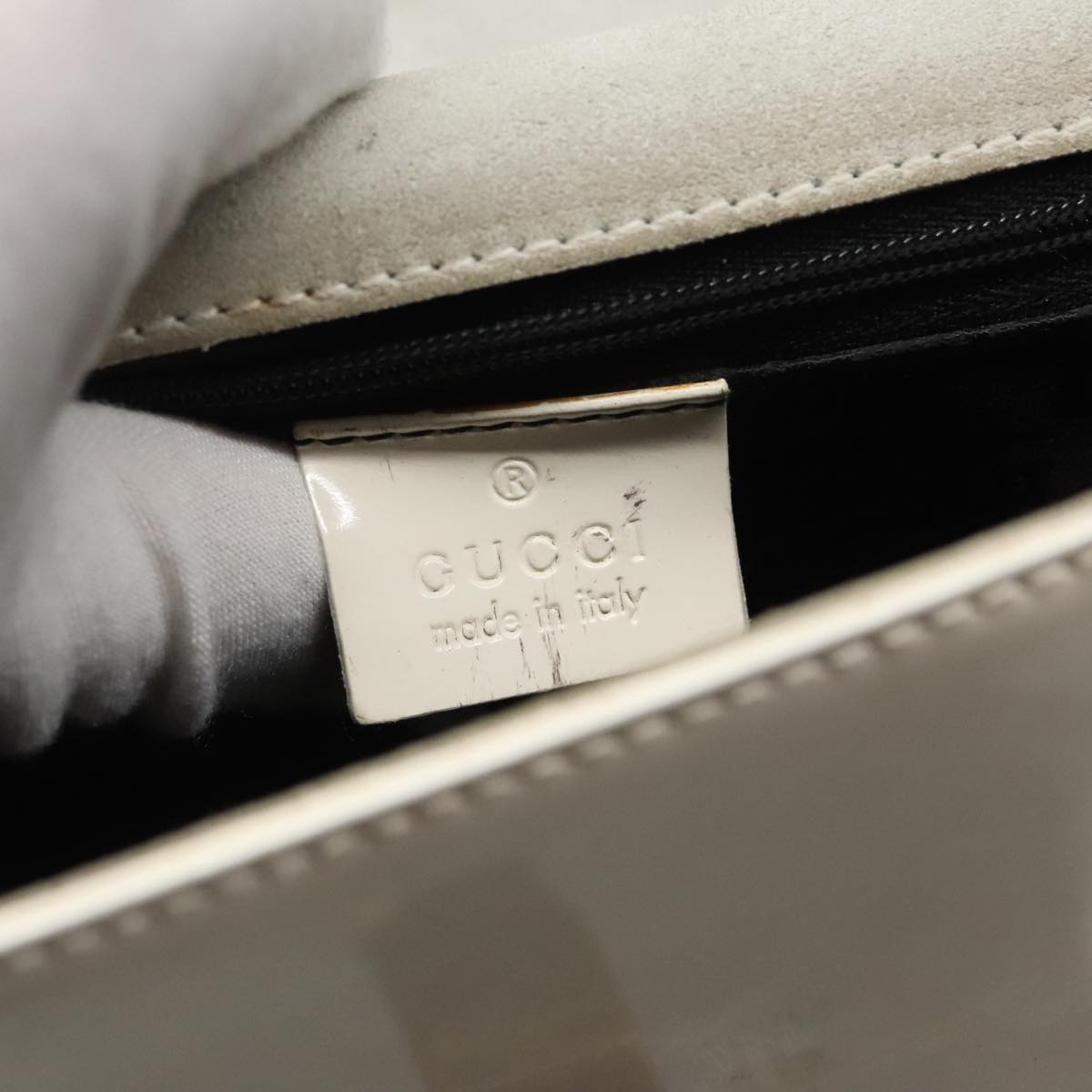 GUCCI Shoulder Bag Enamel White Gold 001 4221 Auth 96073