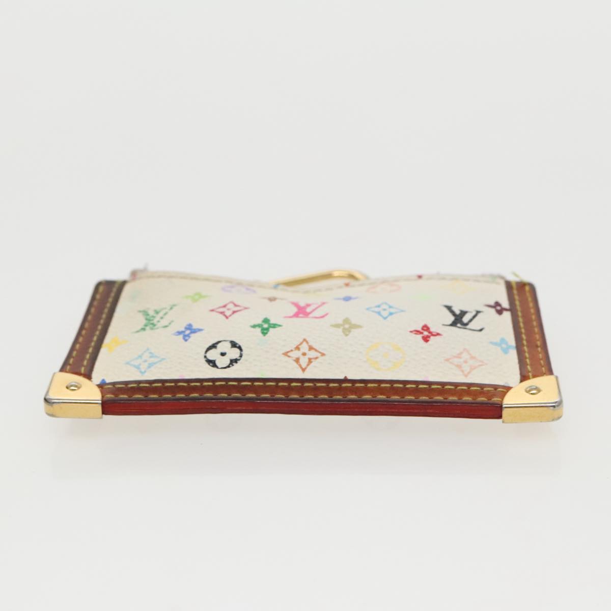 LOUIS VUITTON Multicolor Pochette Cles Coin Purse White M92655 LV Auth 96161