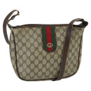 GUCCI GG Supreme Web Sherry Line Shoulder Bag PVC Beige Gold Red Auth 96165-1