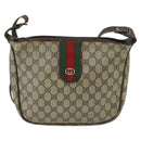 GUCCI GG Supreme Web Sherry Line Shoulder Bag PVC Beige Gold Red Auth 96165-13