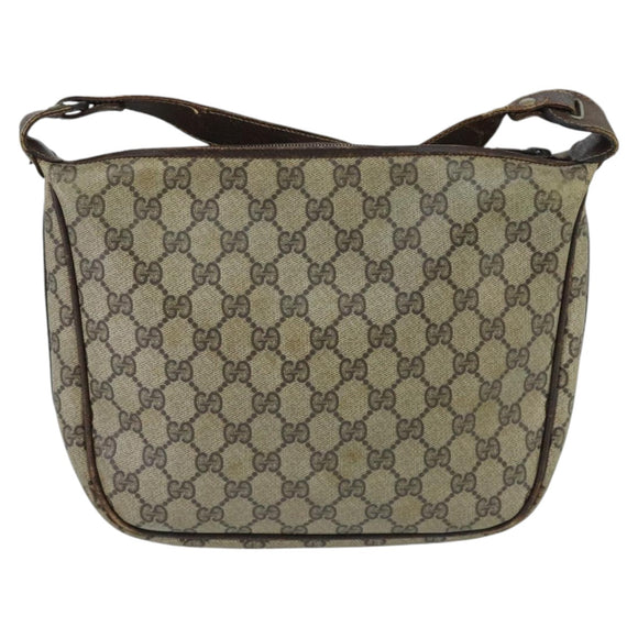 GUCCI GG Supreme Web Sherry Line Shoulder Bag PVC Beige Gold Red Auth 96165