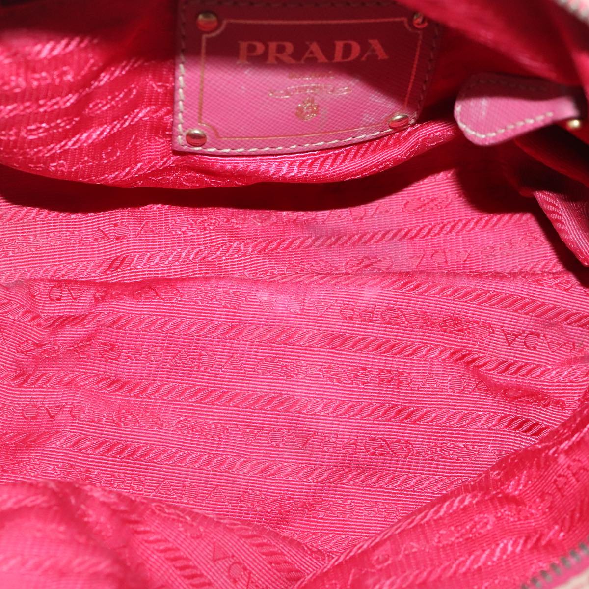 PRADA Hand Bag Nylon Pink Gold Auth 96174