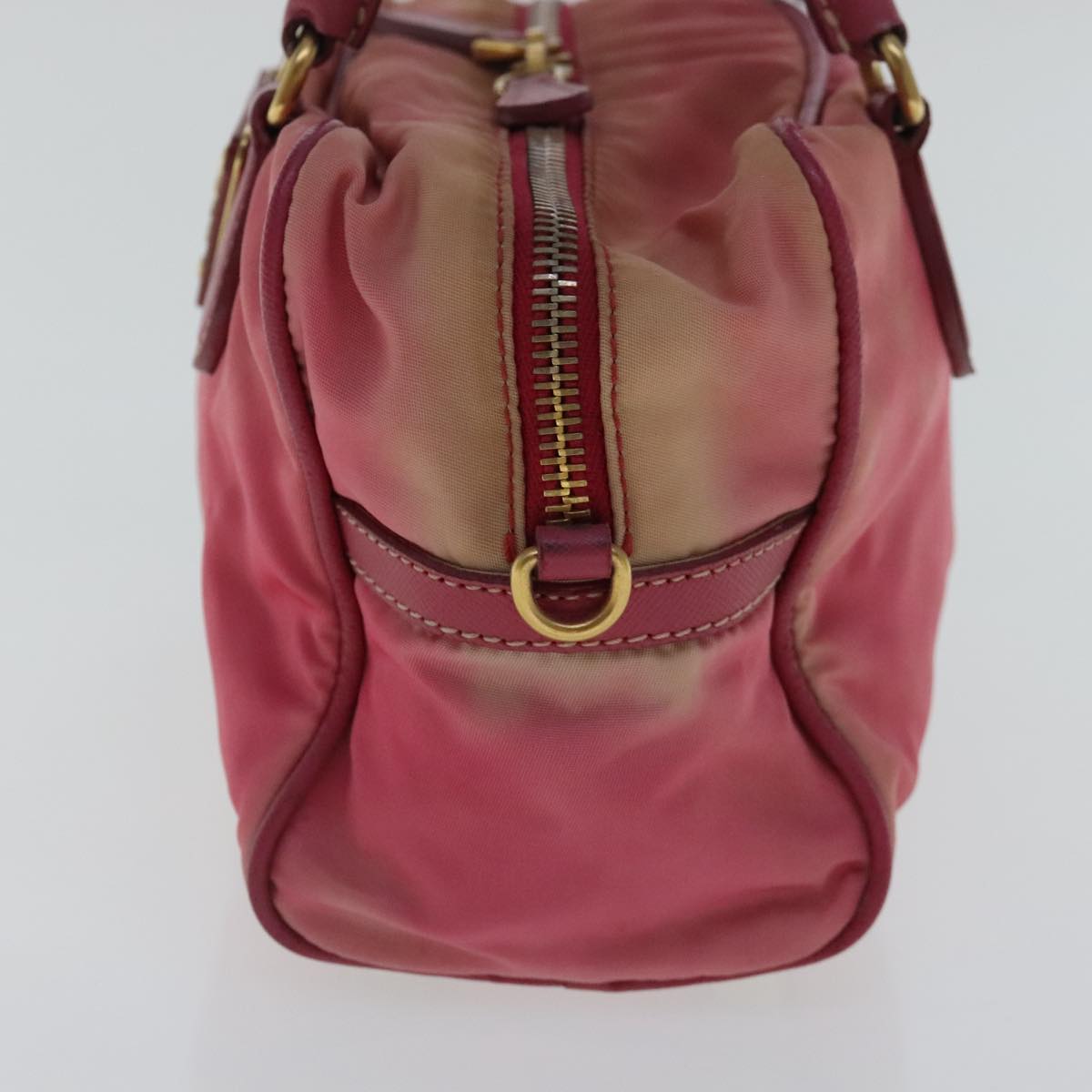 PRADA Hand Bag Nylon Pink Gold Auth 96174