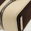 PRADA Hand Bag Canvas Silver Brown Auth 96183-16