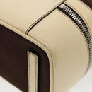 PRADA Hand Bag Canvas Silver Brown Auth 96183-17