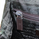 PRADA Hand Bag Canvas Silver Brown Auth 96183-25