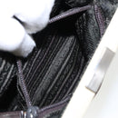 PRADA Hand Bag Canvas Silver Brown Auth 96183-26