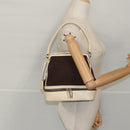 PRADA Hand Bag Canvas Silver Brown Auth 96183-29