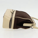 PRADA Hand Bag Canvas Silver Brown Auth 96183-3