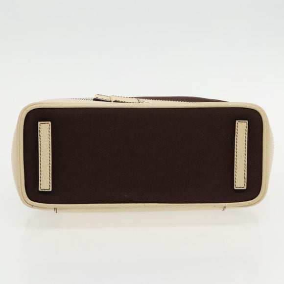 PRADA Hand Bag Canvas Silver Brown Auth 96183