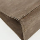 Salvatore Ferragamo Gancini Chain Shoulder Bag Suede Gray Gold Auth 96186-14