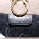 Salvatore Ferragamo Gancini Chain Shoulder Bag Suede Gray Gold Auth 96186-12