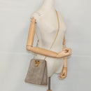 Salvatore Ferragamo Gancini Chain Shoulder Bag Suede Gray Gold Auth 96186-20