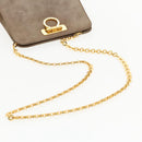 Salvatore Ferragamo Gancini Chain Shoulder Bag Suede Gray Gold Auth 96186-7