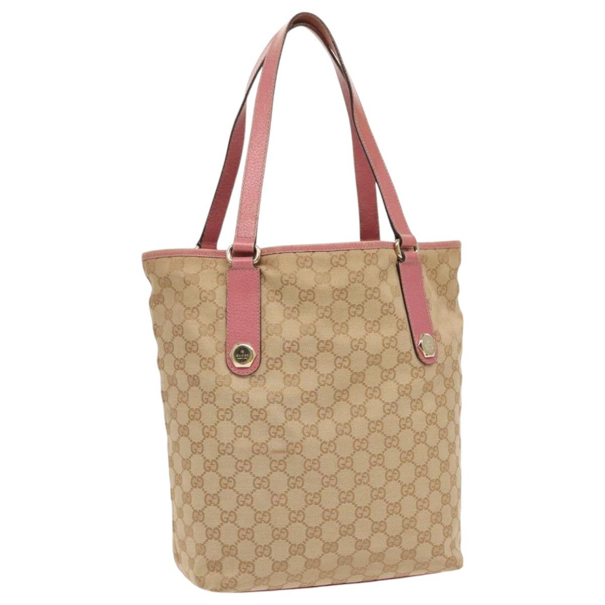 GUCCI GG Canvas Tote Bag Beige Gold pink 153009 Auth 96189