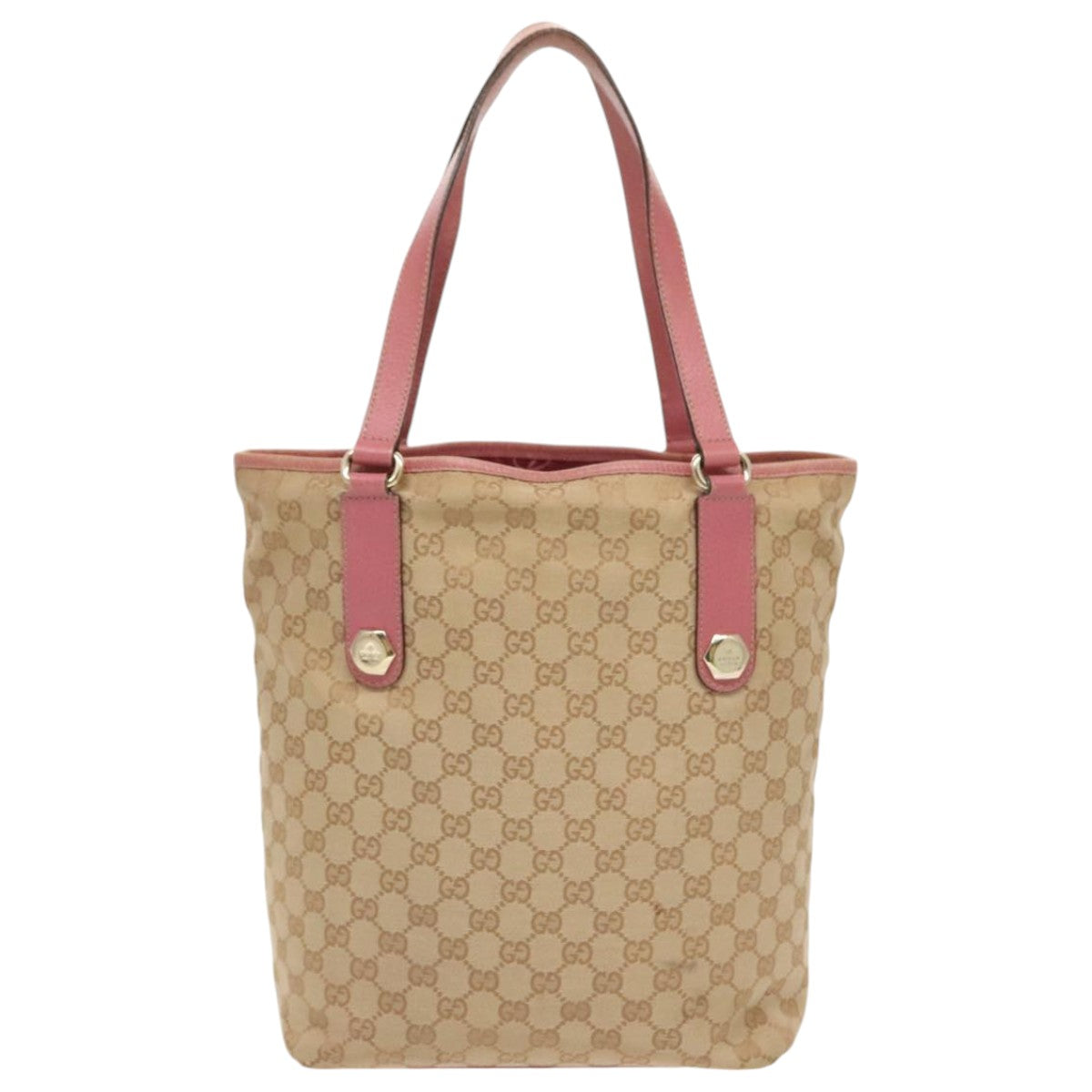 GUCCI GG Canvas Tote Bag Beige Gold pink 153009 Auth 96189 - 0