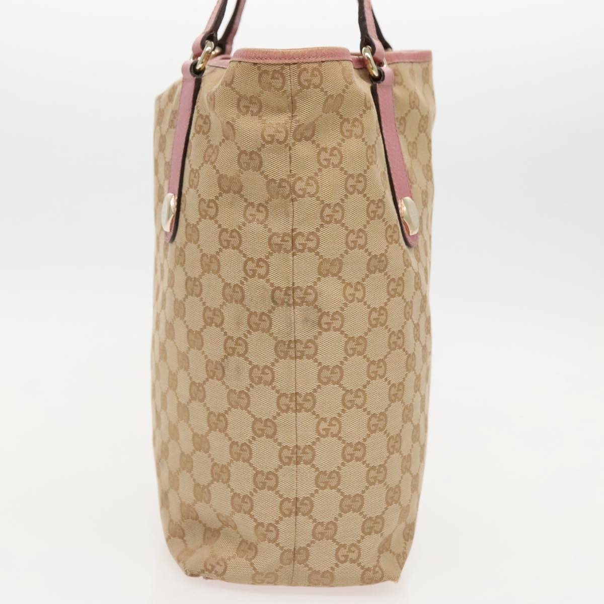 GUCCI GG Canvas Tote Bag Beige Gold pink 153009 Auth 96189