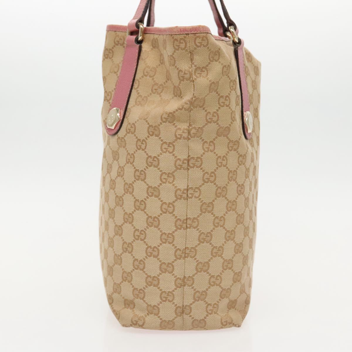 GUCCI GG Canvas Tote Bag Beige Gold pink 153009 Auth 96189