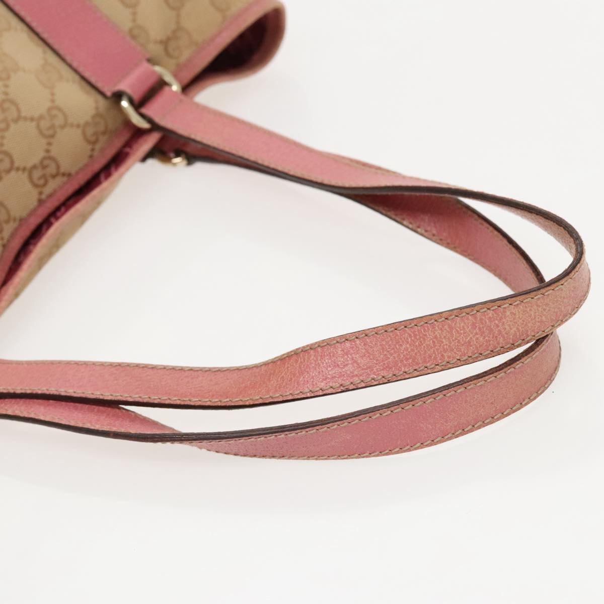 GUCCI GG Canvas Tote Bag Beige Gold pink 153009 Auth 96189