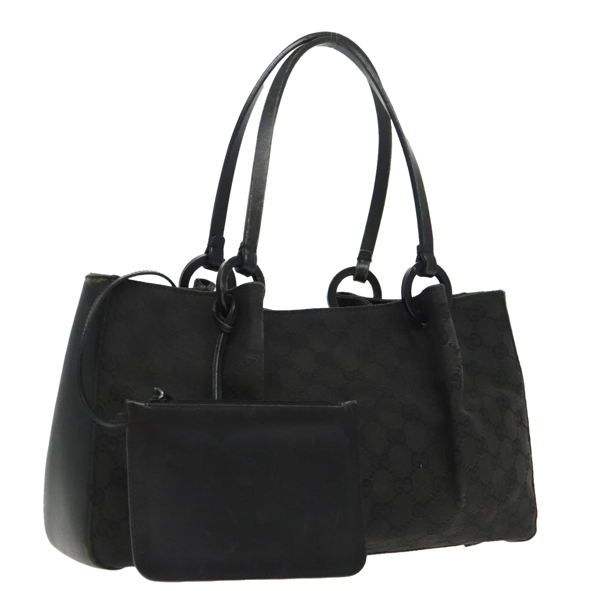 GUCCI GG Canvas Tote Bag Black 94898 Auth 96192