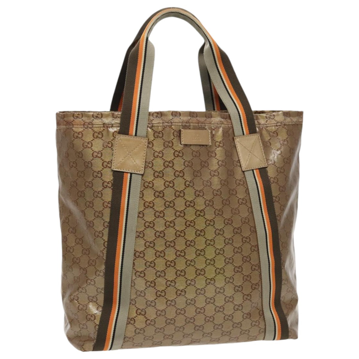 GUCCI GG Crystal Sherry Line Tote Bag Beige Brown gray 189669 Auth 96195