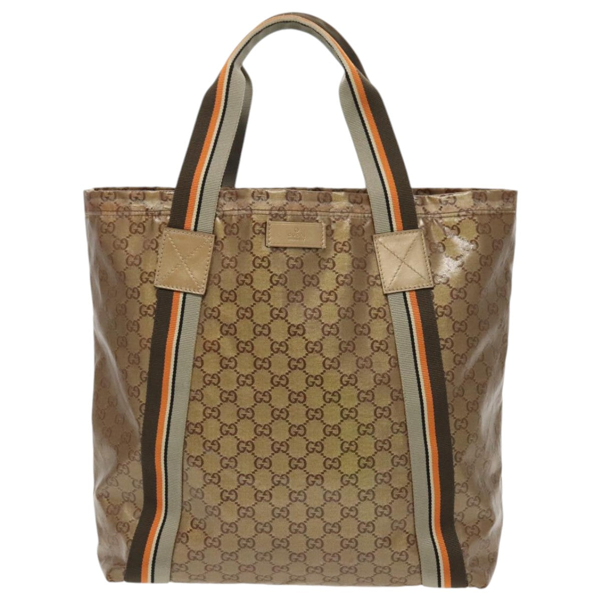 GUCCI GG Crystal Sherry Line Tote Bag Beige Brown gray 189669 Auth 96195