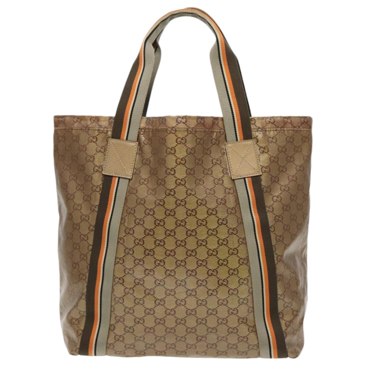 GUCCI GG Crystal Sherry Line Tote Bag Beige Brown gray 189669 Auth 96195 - 0