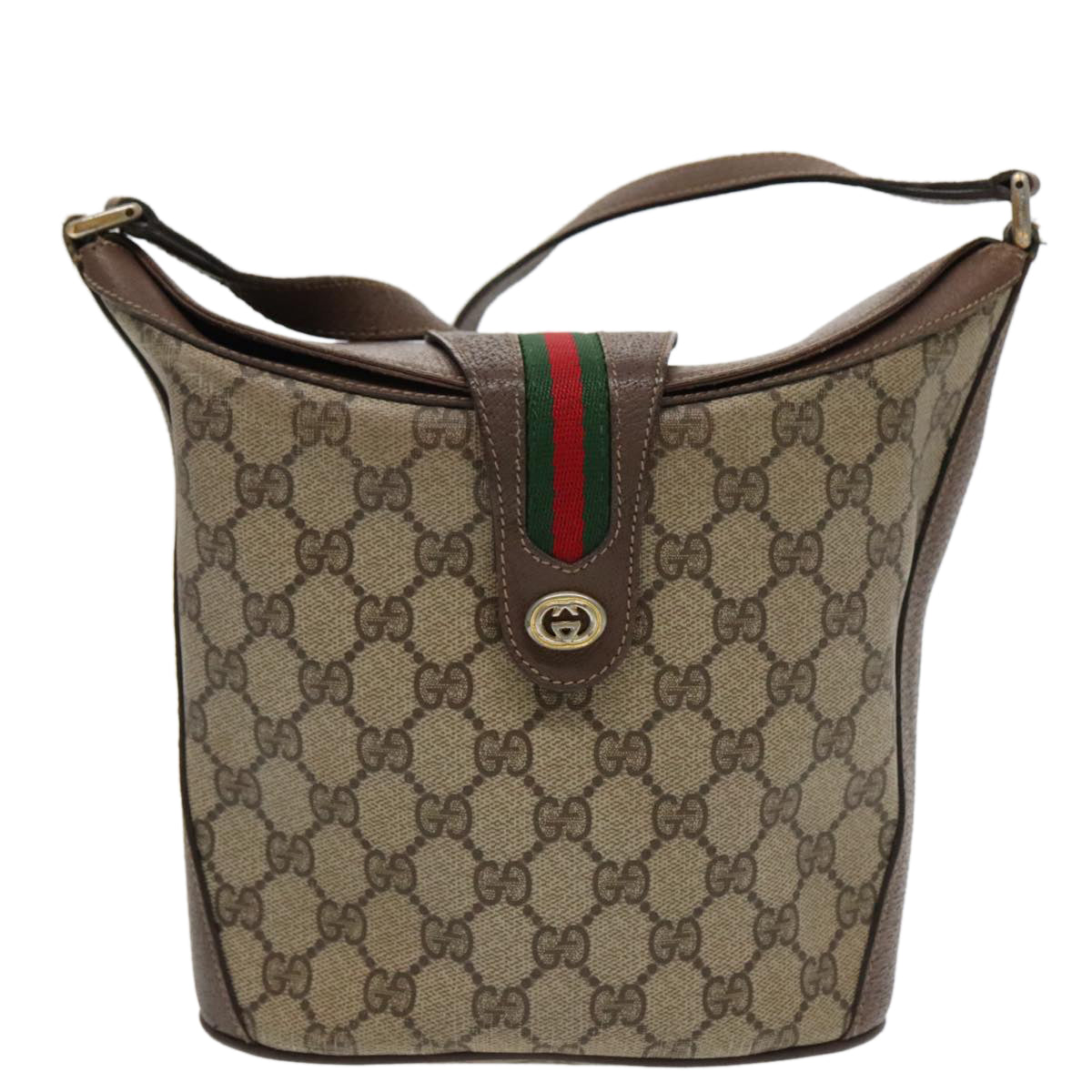 GUCCI GG Supreme Web Sherry Line Shoulder Bag PVC Beige 904 02 081 Auth 96199